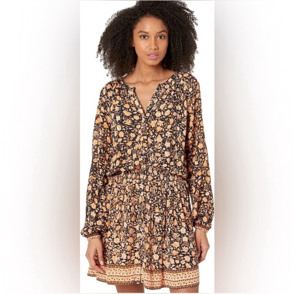 Faherty Montara Dress In Wanderlust Floral Long Sleeve Smocked size medium - Picture 6 of 7